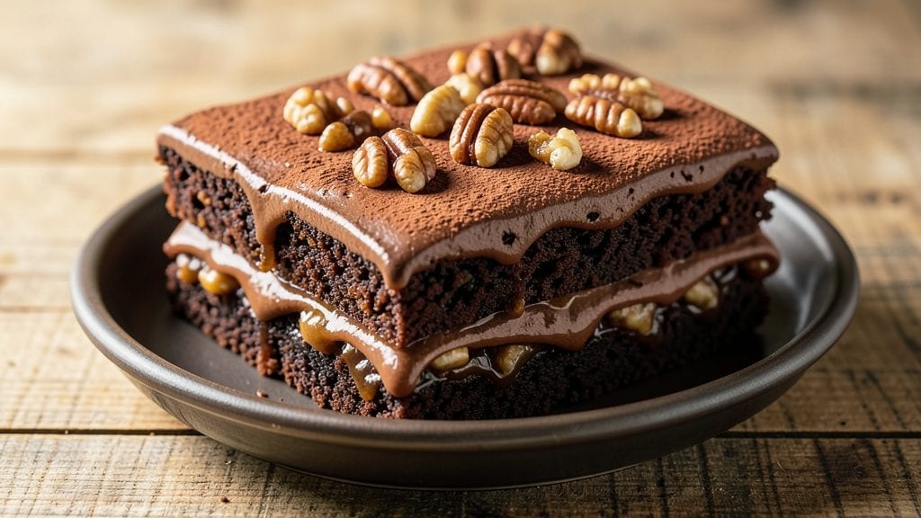 Old Fashioned Baker's German Chocolate Cake Recipe: Pecan Praline Swirls and Ultra-Moist Layers